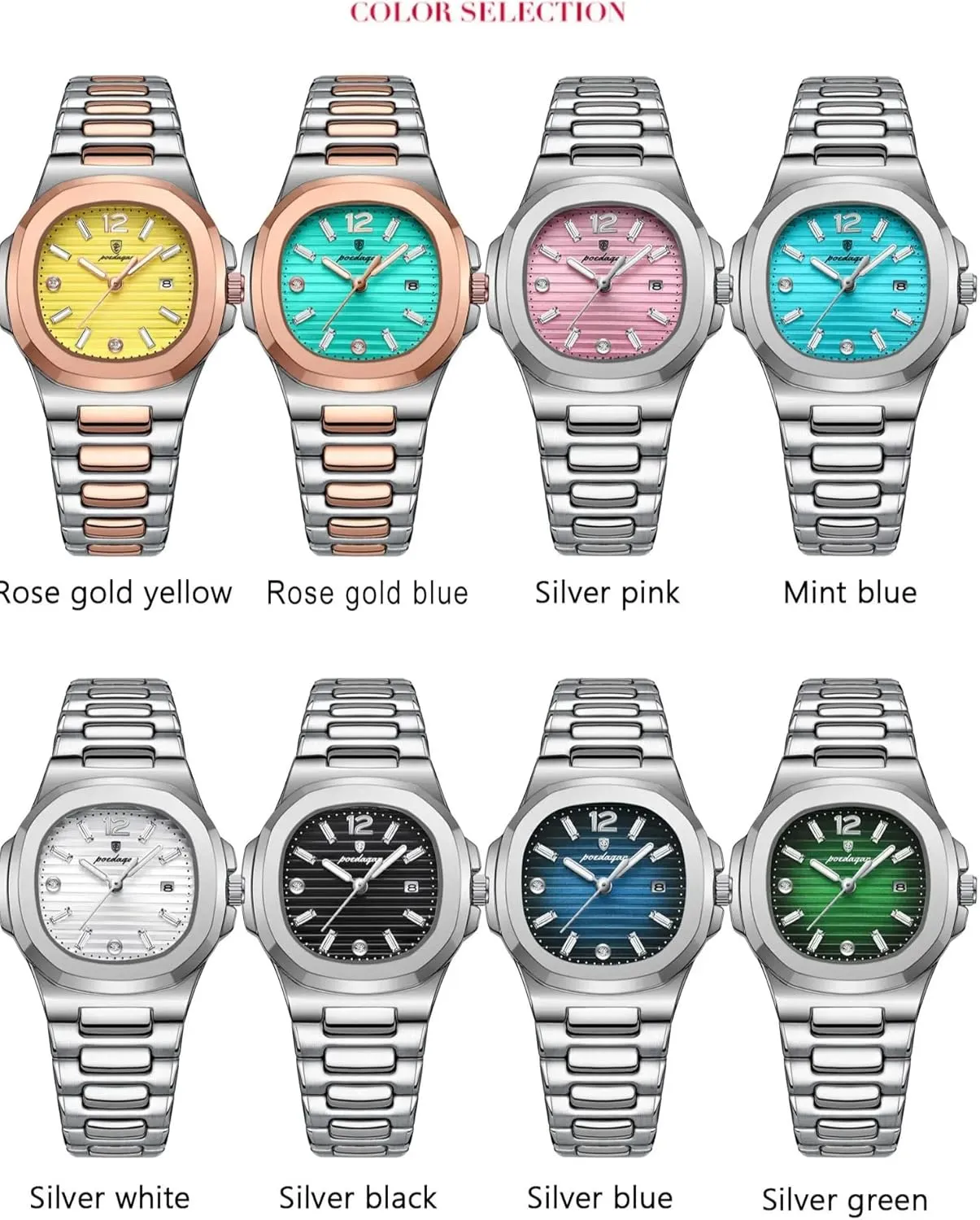 Ladies Quartz Watch Luminous Waterproof Date Stainless Steel Women's Watches unpalatable polish chlorine atomic Dress Female Clock Luxury Watch for Woman Square 