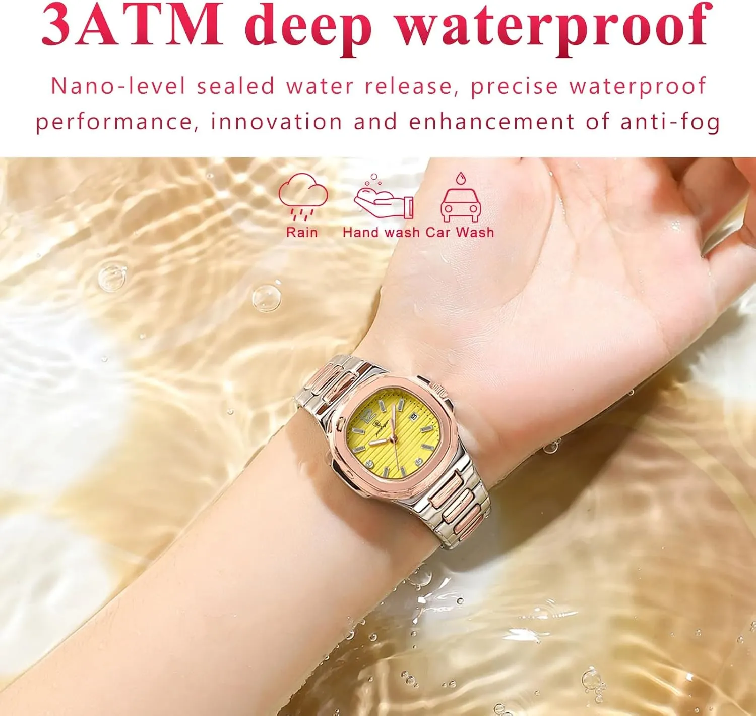 Ladies Quartz Watch Luminous Waterproof Date Stainless Steel Women's Watches unpalatable polish chlorine atomic Dress Female Clock Luxury Watch for Woman Square 