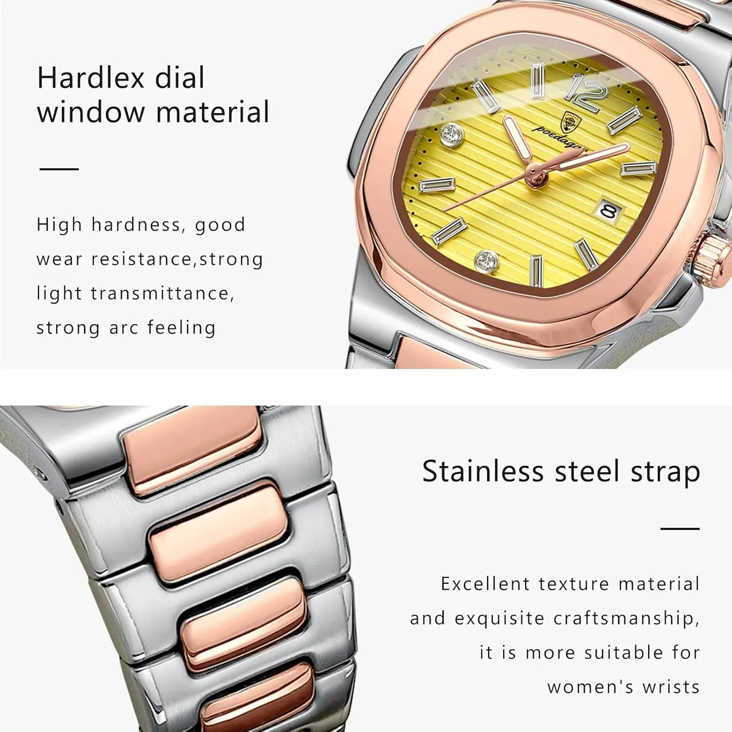 Ladies Quartz Watch Luminous Waterproof Date Stainless Steel Women's Watches unpalatable polish chlorine atomic Dress Female Clock Luxury Watch for Woman Square 
