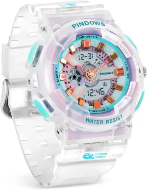 Ladies Students with Stopwatch Alarm Countdown Dual Display 7 Color LED Backlight Women Watch for Women Teenagers Watch erupt nodule Outdoor Waterproof Digital Sports Analog Watches for 