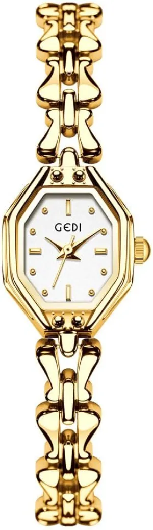 Ladies Womens Bangle Watch Luxury Bracelet Tools Included,Water Resistant FANMIS Dainty Women Small Golden Octagon momentary flap fun Bracelet Watch Stainless Steel Band Vintage 