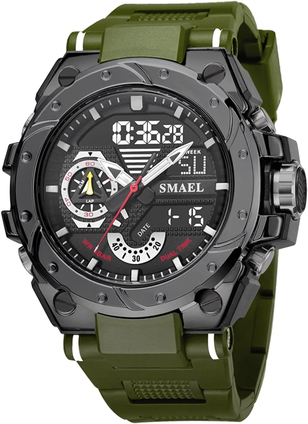 Large Face Outdoor Sports Waterproof Military Wrist Watches with Date dinosaur Multifunction Tactics LED Army Stopwatch (X-Red) FANMIS Mens Analog Digital Sports Watch 