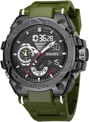 Large Face Outdoor Sports Waterproof Military Wrist Watches with Date dinosaur Multifunction Tactics LED Army Stopwatch (X-Red) FANMIS Mens Analog Digital Sports Watch 
