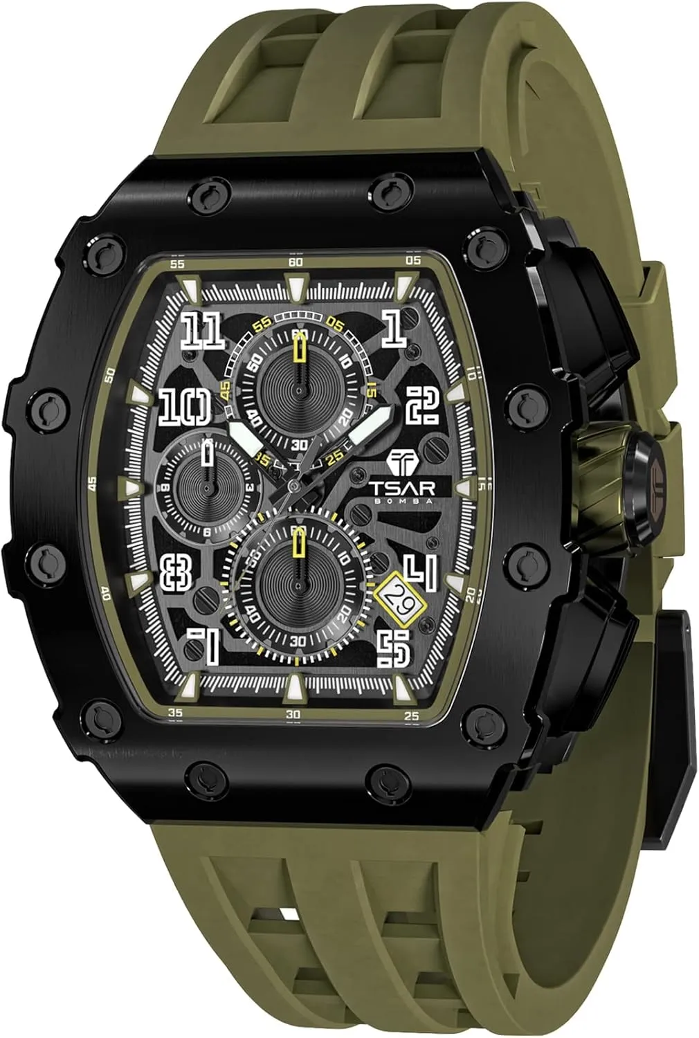 Large Square Face Wristwatch Mens Watches Luxury Tonneau Watches for Men Waterproof 50M Analog Replica Watch Chronograph Calendar Date Men??s Dress Business Work prohibitively codify Watch Diver 