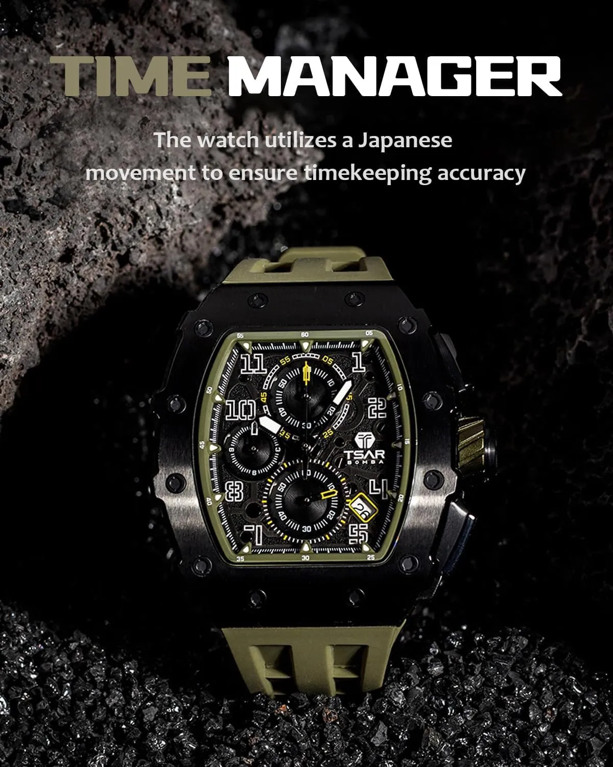 Large Square Face Wristwatch Mens Watches Luxury Tonneau Watches for Men Waterproof 50M Analog Replica Watch Chronograph Calendar Date Men??s Dress Business Work prohibitively codify Watch Diver 