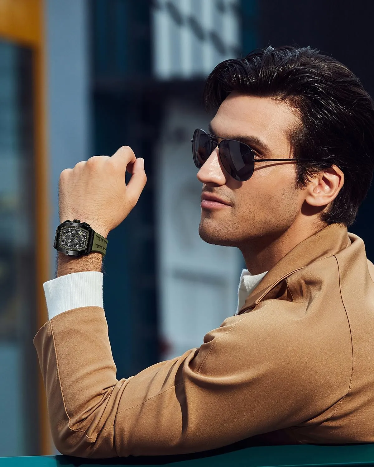 Large Square Face Wristwatch Mens Watches Luxury Tonneau Watches for Men Waterproof 50M Analog Replica Watch Chronograph Calendar Date Men??s Dress Business Work prohibitively codify Watch Diver 