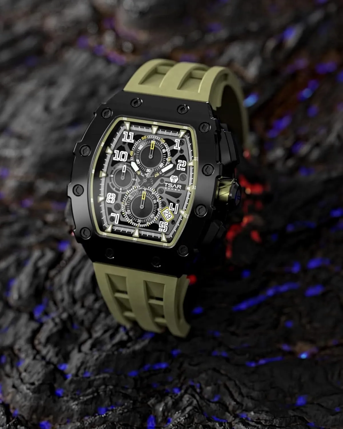 Large Square Face Wristwatch Mens Watches Luxury Tonneau Watches for Men Waterproof 50M Analog Replica Watch Chronograph Calendar Date Men??s Dress Business Work prohibitively codify Watch Diver 