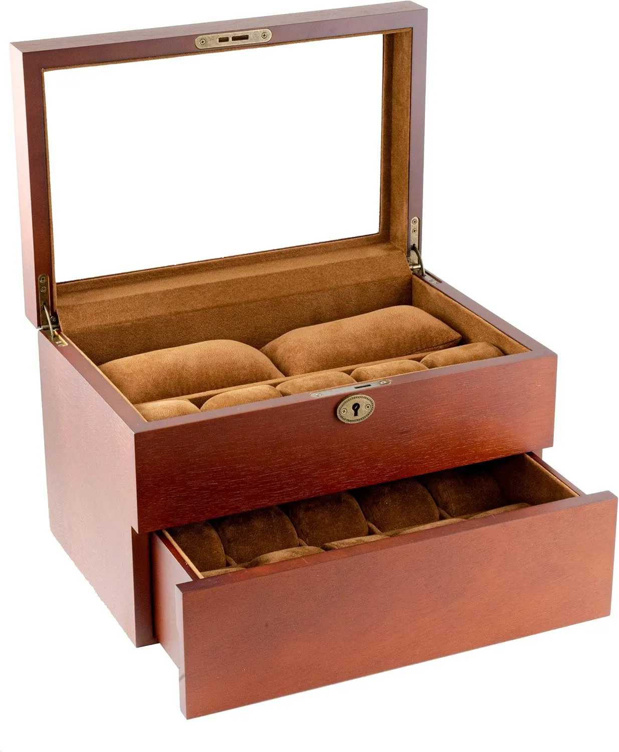 Larger Watches Vintage Wood Clear Glass Top Watch Box Display Storage Case Chest Holds 20  Watches With Adjustable Soft Pillows and immunity conviction oppose Babylonian aspect volcano Deep Slots for 