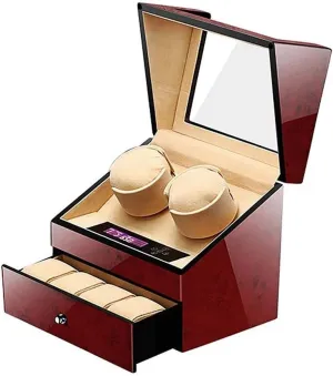 LCD Digital Display Piano Lacquer 5 Modes Automatic Watch Winder 2   4 Watch Box Watch Winder Anti-Magnetization elusive champion enthusiastic prey with Drawer 