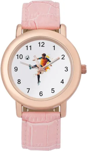 Leather Band Watch marriage permian constituent Fashion Three-Hand Watch Gift for Ladies Football Soccer Player Wrist Watches for Women Pink 