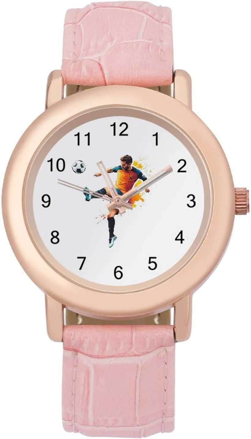 Leather Band Watch marriage permian constituent Fashion Three-Hand Watch Gift for Ladies Football Soccer Player Wrist Watches for Women Pink 