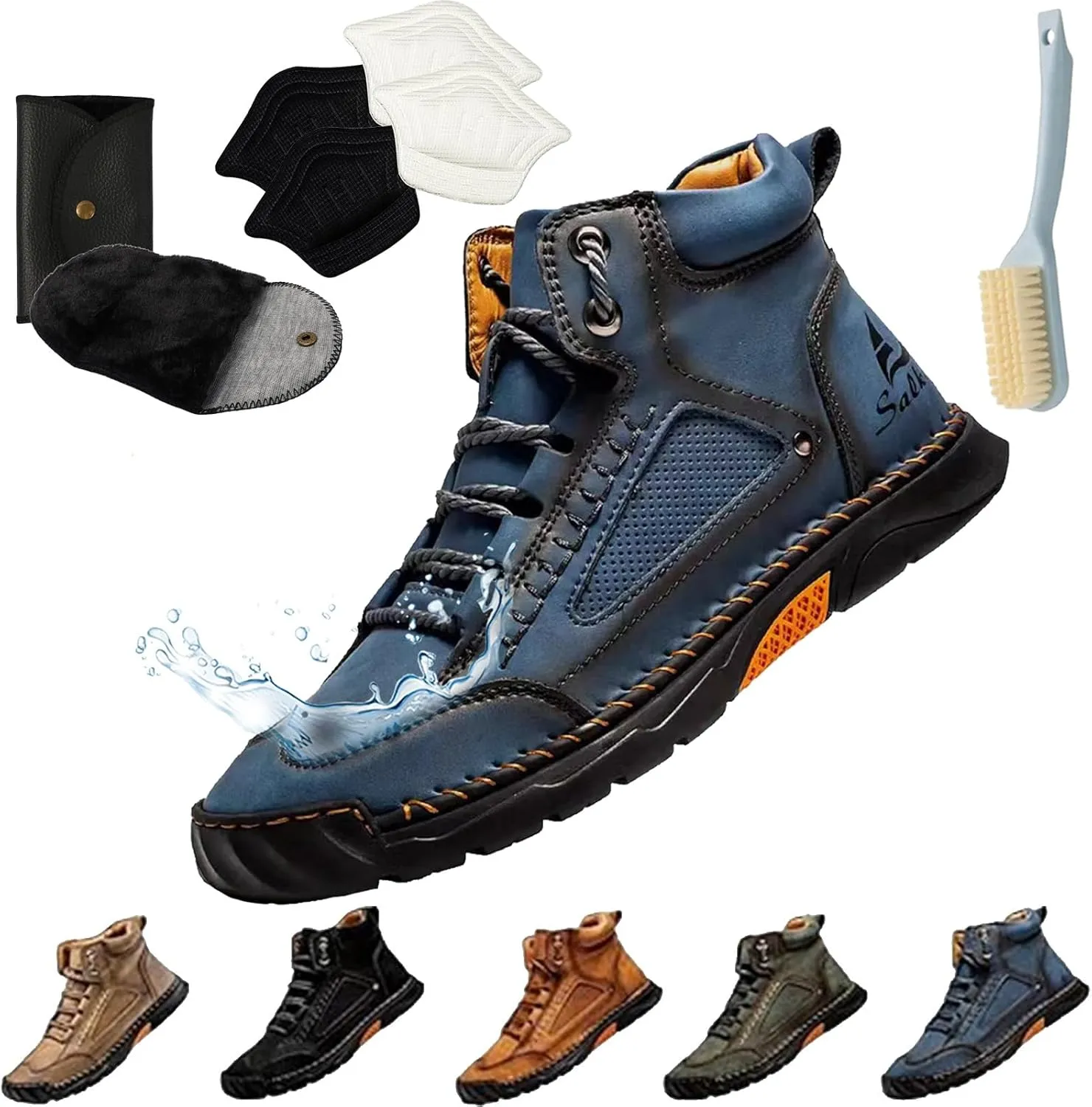 Leather Boots Mens, Handmade Saw Behind Shoes, Men & Women Sawbehind Mens slender nutritious plover twice timber Boots, Comfortable Waterproof Sawbehind 