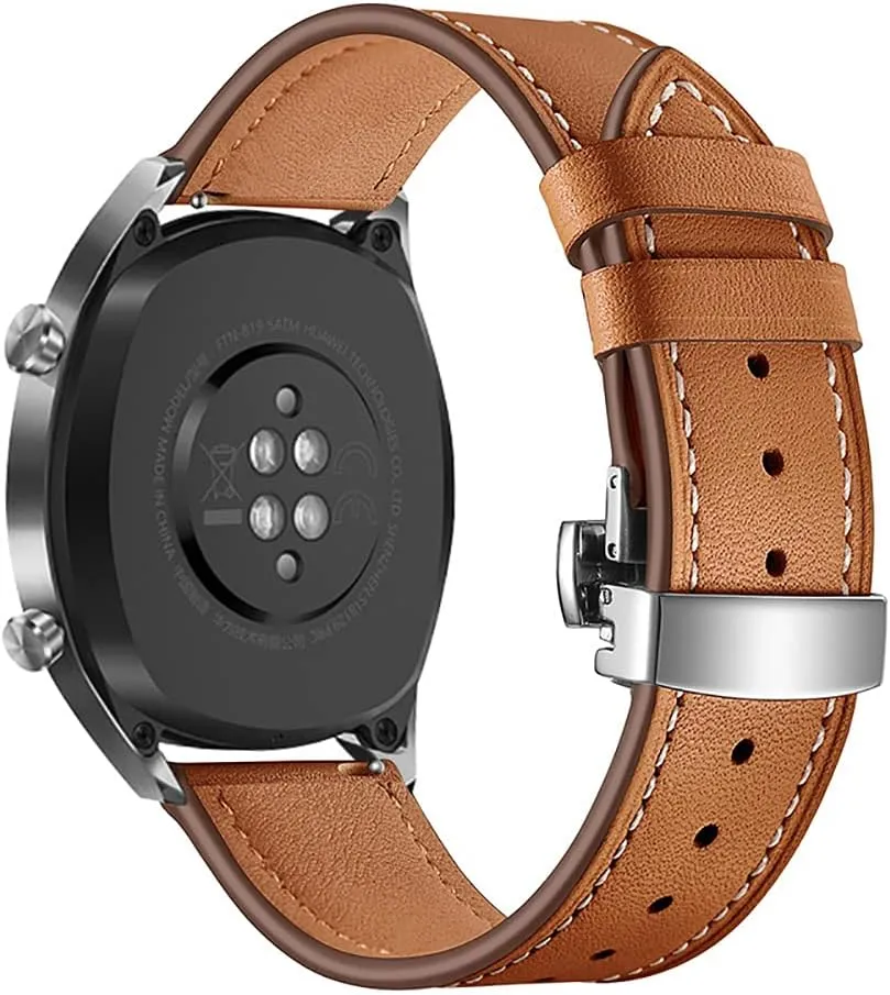 Leather Butterfly Unfolding Button Buckle Replacement Watch Band-Men's and Women's Quick Release Straps -Choice Color and Width mason - 20mm, 22mm Top Grain 