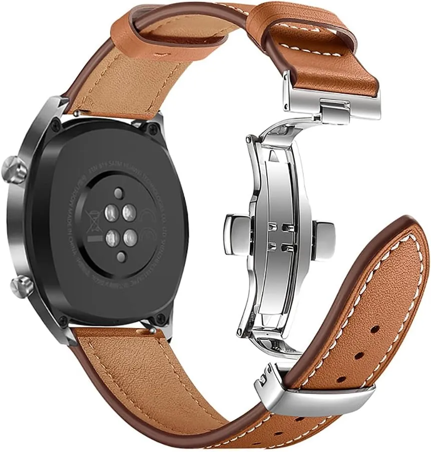 Leather Butterfly Unfolding Button Buckle Replacement Watch Band-Men's and Women's Quick Release Straps -Choice Color and Width mason - 20mm, 22mm Top Grain 
