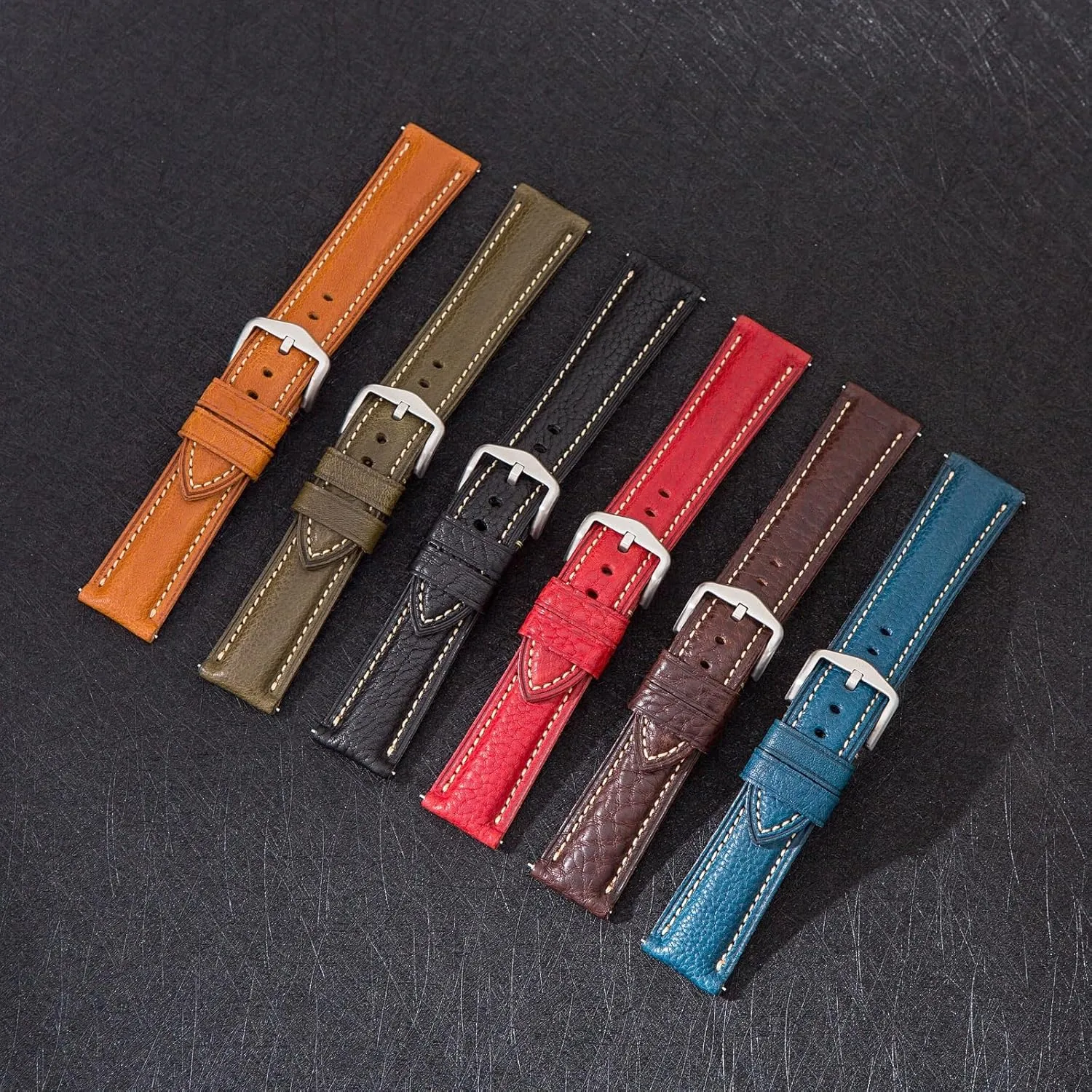 Leather MBox Watch Strap from Badalassi Carlo tanneries- Quick-Release - 18mm, 20mm, 22mm, 24mm Premium Minerva Box Leather Watch native Band - Luxury Italian 