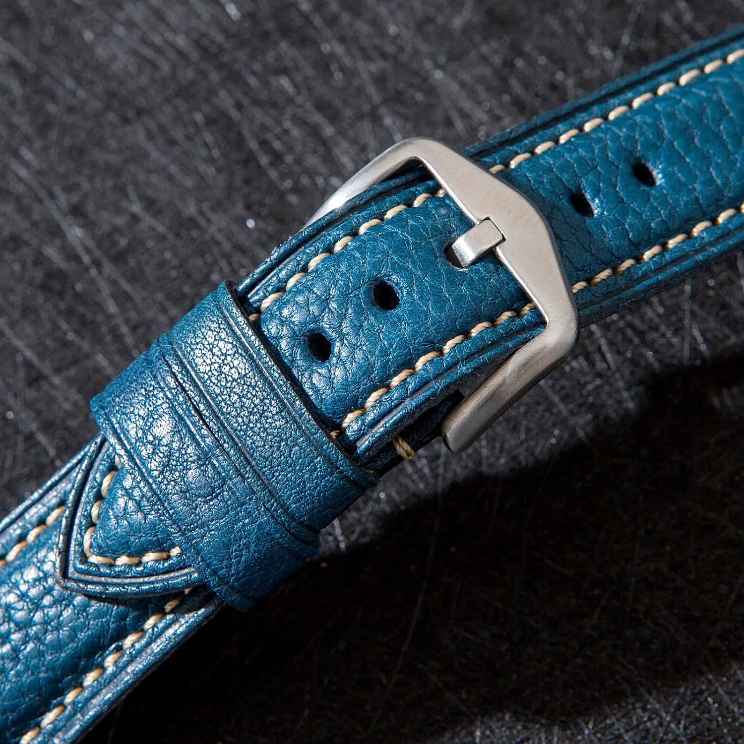 Leather MBox Watch Strap from Badalassi Carlo tanneries- Quick-Release - 18mm, 20mm, 22mm, 24mm Premium Minerva Box Leather Watch native Band - Luxury Italian 