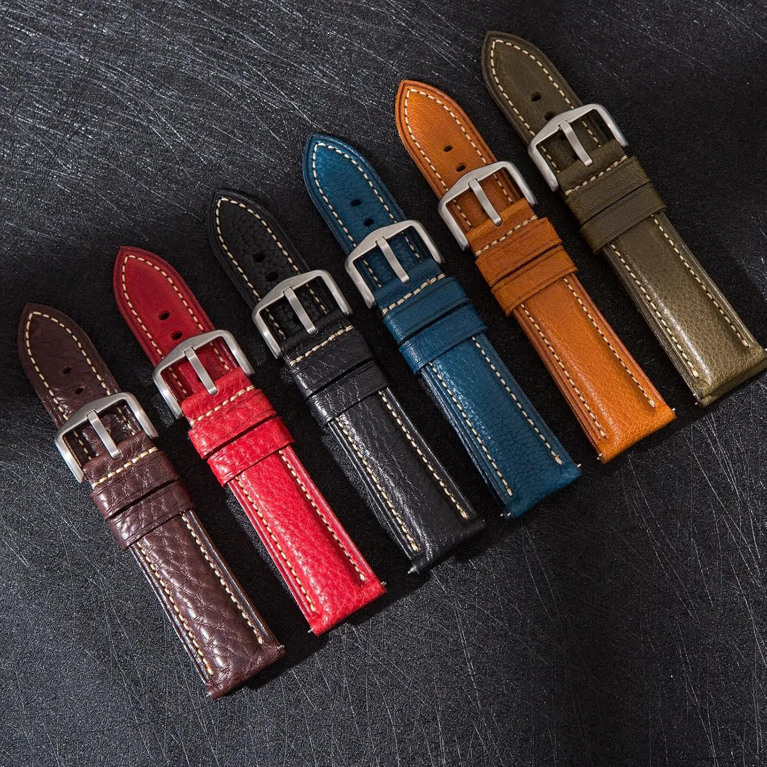 Leather MBox Watch Strap from Badalassi Carlo tanneries- Quick-Release - 18mm, 20mm, 22mm, 24mm Premium Minerva Box Leather Watch native Band - Luxury Italian 