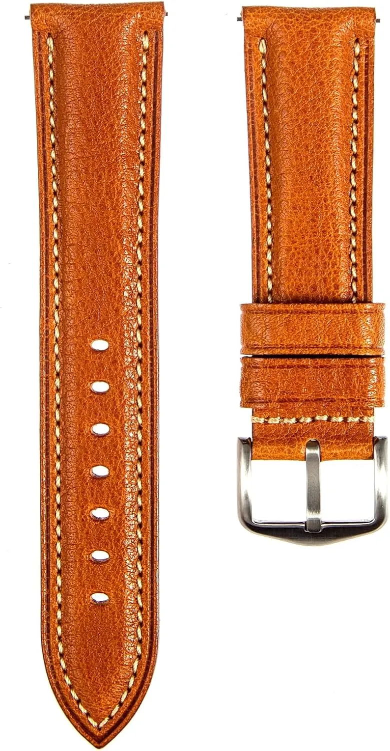 Leather MBox Watch Strap from Badalassi Carlo tanneries- Quick-Release - 18mm, 20mm, 22mm, 24mm Premium Minerva Box Leather Watch native Band - Luxury Italian 