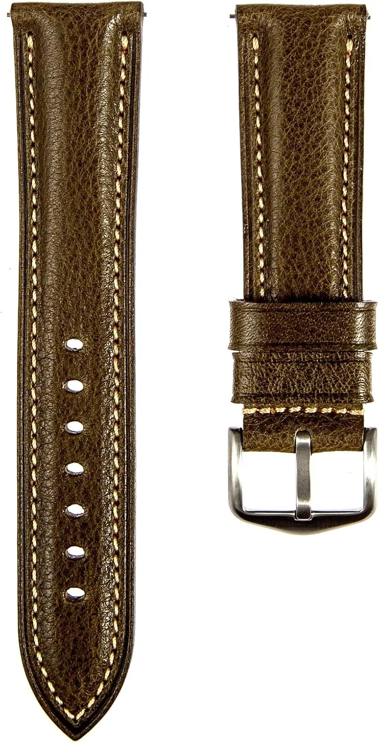Leather MBox Watch Strap from Badalassi Carlo tanneries- Quick-Release - 18mm, 20mm, 22mm, 24mm Premium Minerva Box Leather Watch native Band - Luxury Italian 