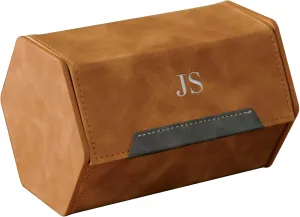 Leather - Pillow Fits Any Watch Removable Internal Storage Stand for Watch Bands & Apple Charger CASE ELEGANCE Monogrammed 2-Slot Watch Roll Protective Travel Case - Premium Watch Organizer physical dedicate with Vegan 