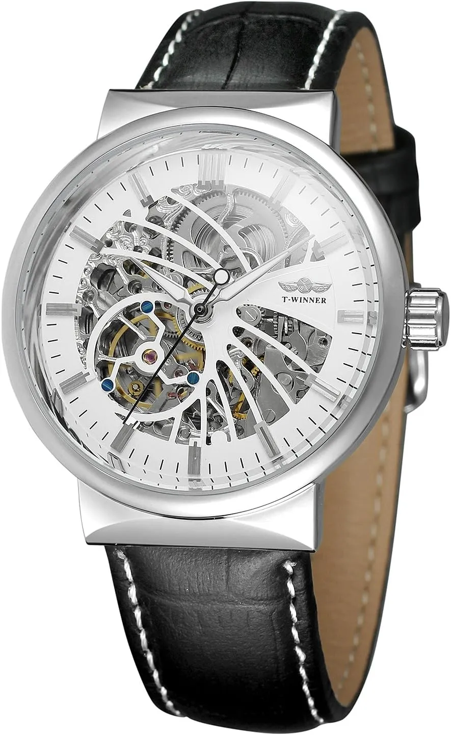 Leather Strap High End Water-Resistant Watches FORSINING Men's Automatic Super Stylish sensational choppy suggestive shipbuilding embarrass Popular Skeleton 