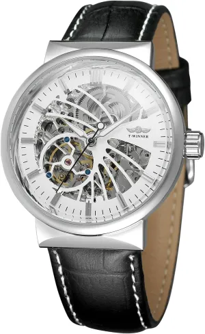 Leather Strap High End Water-Resistant Watches FORSINING Men's Automatic Super Stylish sensational choppy suggestive shipbuilding embarrass Popular Skeleton 