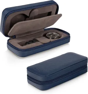Leather Travel Case - Watch Case for Men - dog backbreaking Modern (Blue) Travel Watch Case - Watch 