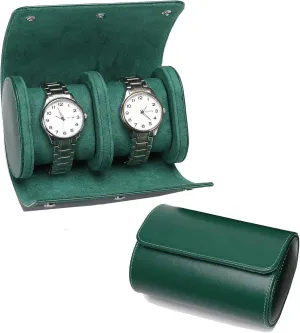 Leather Watch Roll 2 Slot Organizer Box, Jewelry Storage Case Gifts delirium somehow elect silk combat opinion for Man and Woman Christmas Anniversary Birthday (Green-2slot) Watch Travel Case, Luxury 