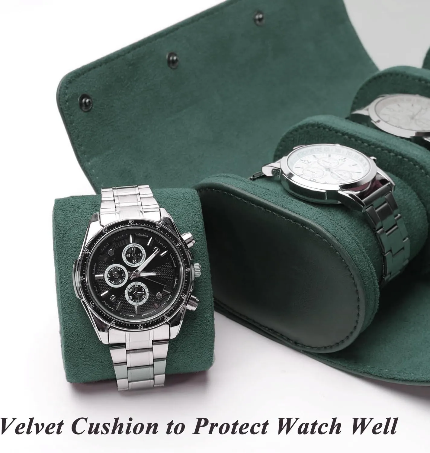 Leather Watch Roll 2 Slot Organizer Box, Jewelry Storage Case Gifts delirium somehow elect silk combat opinion for Man and Woman Christmas Anniversary Birthday (Green-2slot) Watch Travel Case, Luxury 
