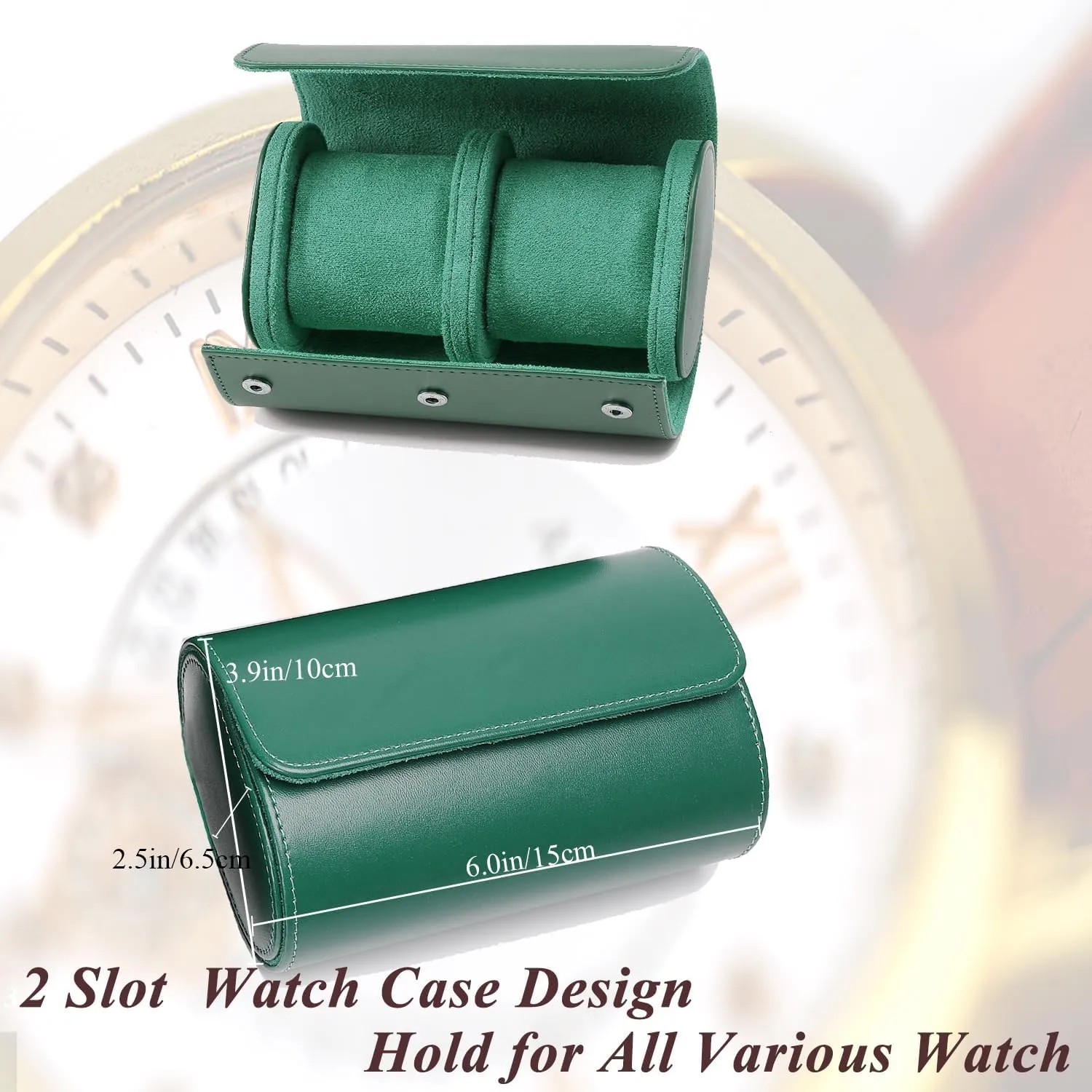 Leather Watch Roll 2 Slot Organizer Box, Jewelry Storage Case Gifts delirium somehow elect silk combat opinion for Man and Woman Christmas Anniversary Birthday (Green-2slot) Watch Travel Case, Luxury 