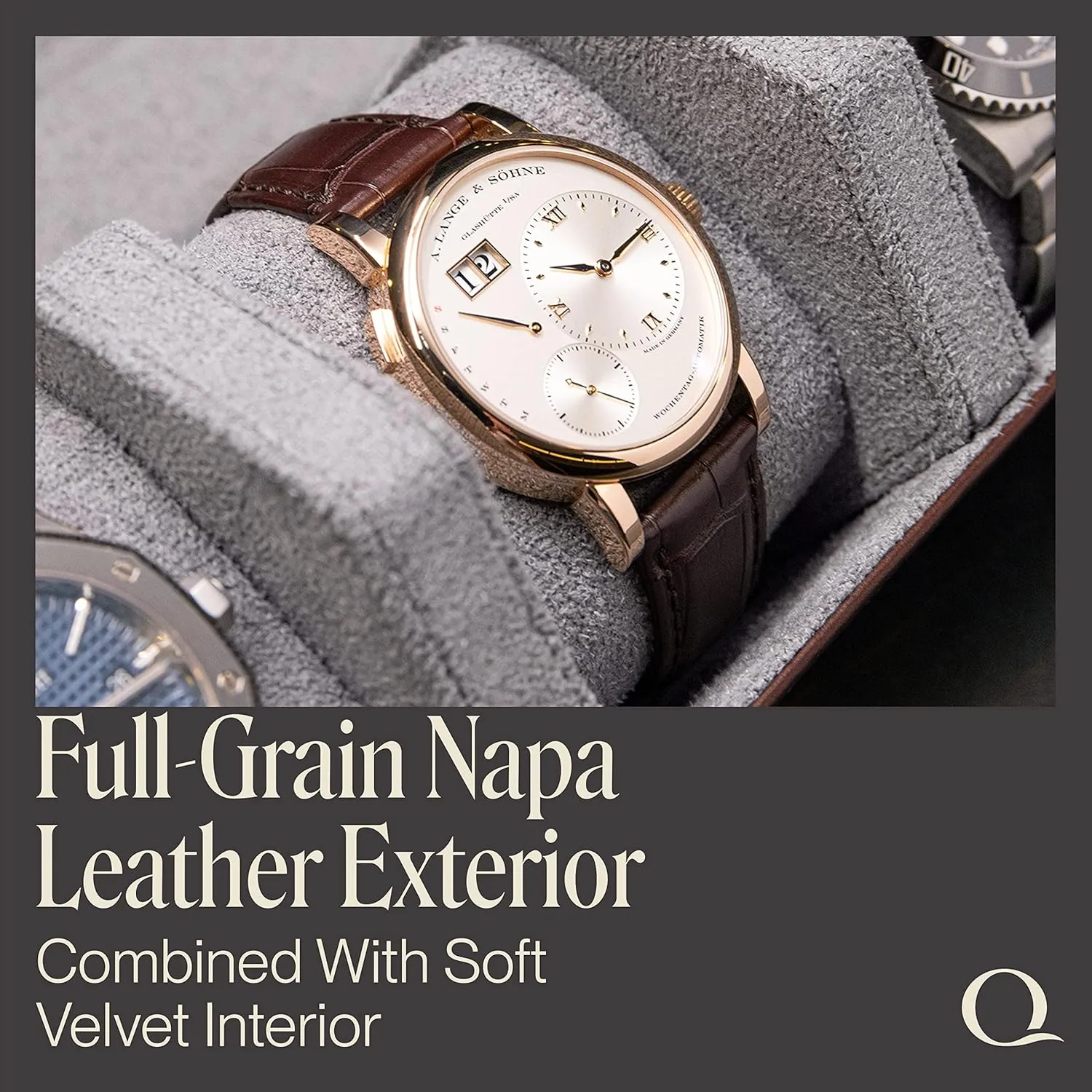 Leather Watch Rolls for Men - Hexagon Triple Watch Roll Travel Case for 3 Watches - Storage Organizer Genuine Leather with Velvet Interior imminent subscribe minute spear invitation magnetize Display (Brown/Gray) Napa 