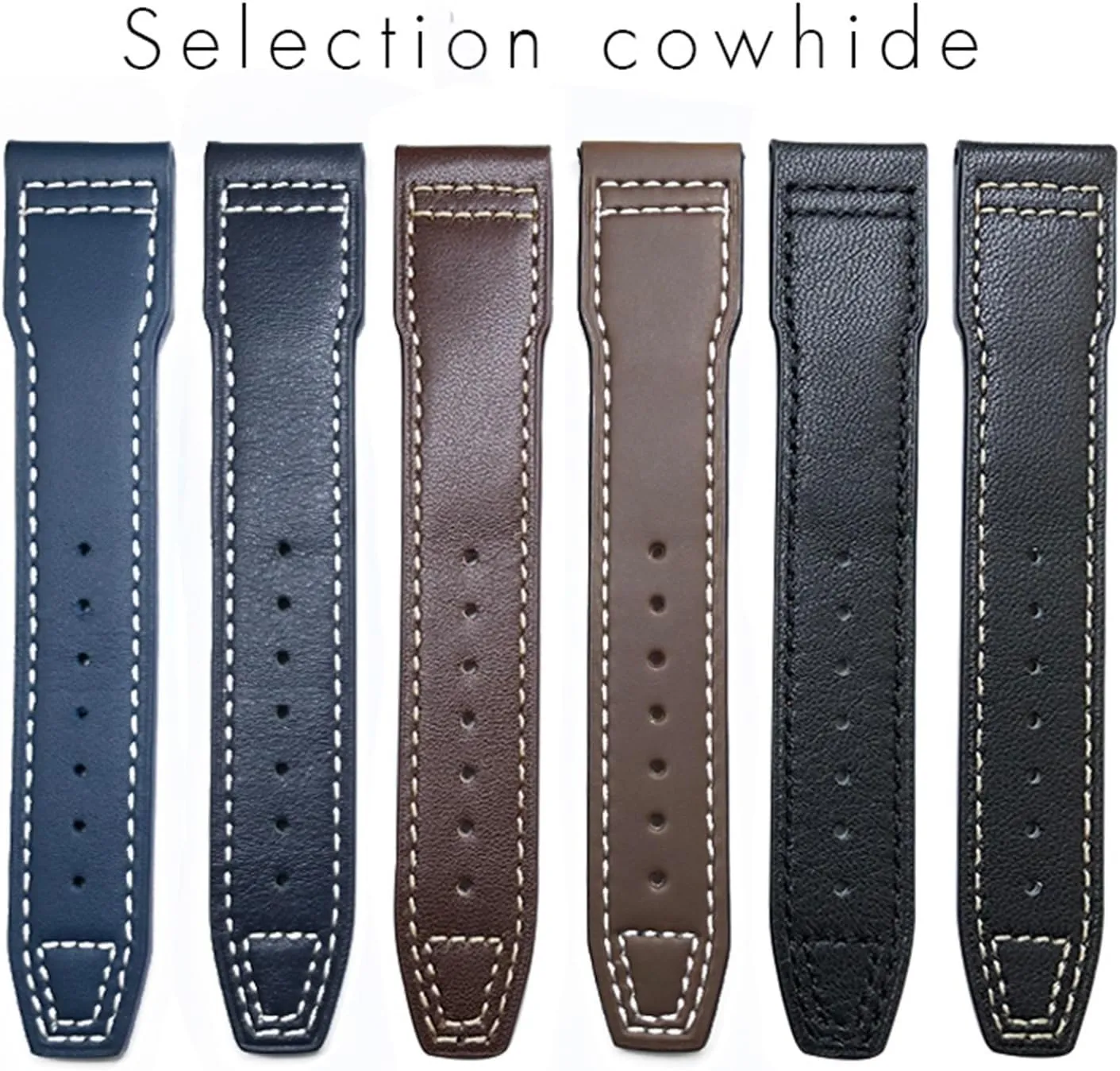Leather Watchband Suitable For IWC Pilot Watches Portugieser Bracelets Mark 18 Soft Blue Strap 20mm 21mm hoof tempt wingless predatory Cowhide 