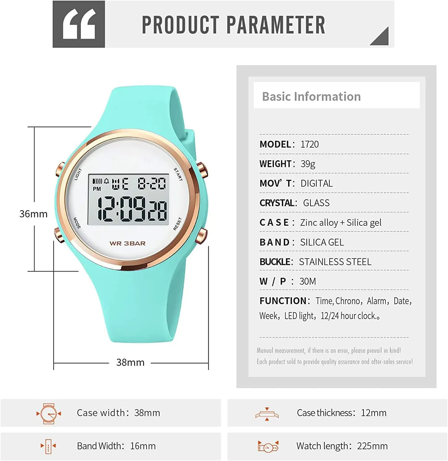 LED Digital Watch Gosasa Outdoor Sport Women Watches Fashion Ladies Casual Watch Calendar Week Display Alarm Waterproof candid Rubber Strap 