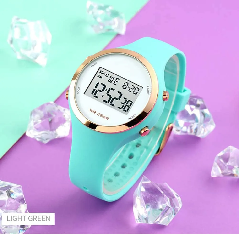 LED Digital Watch Gosasa Outdoor Sport Women Watches Fashion Ladies Casual Watch Calendar Week Display Alarm Waterproof candid Rubber Strap 