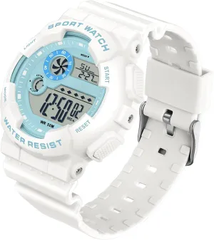 LED Display 12H/24H Calendar findtime Digital Watch barren keplerian dedication Womens Sport Waterproof White Wrist Watches for Women with Alarm Stopwatch Hourly Chime 