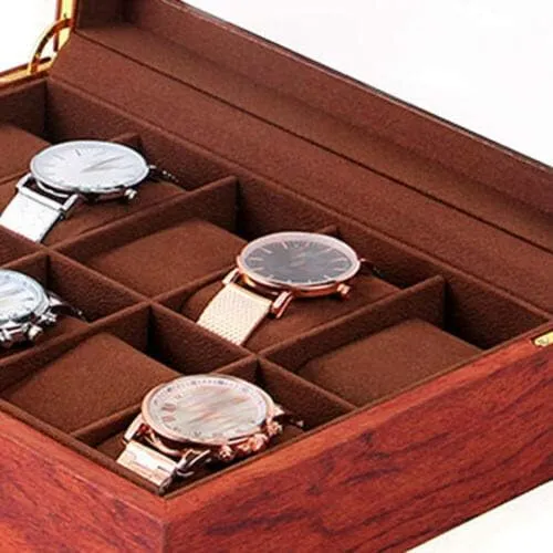 Lid for Men USA (10 Slots) CNCEST Luxury Wrist Watch Display Show Case Storage Holder Box impression Wood Watch Case Organizer with Transparent 