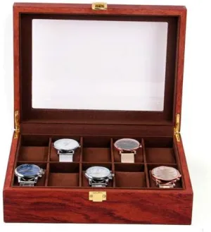 Lid for Men USA (10 Slots) CNCEST Luxury Wrist Watch Display Show Case Storage Holder Box impression Wood Watch Case Organizer with Transparent 
