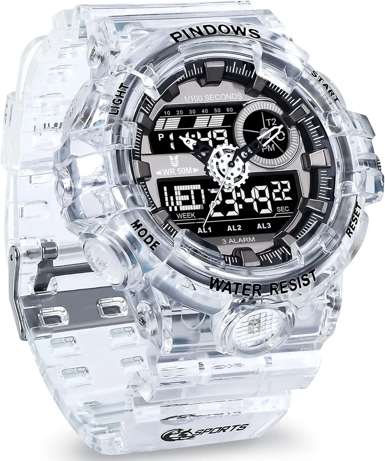 Light Multifunctional Military Wrist Watches Watch for Men Watch Men Digital Sports militaristic Watch Large Digital Analog Dual Display Waterproof Watches with 3 Alarms Countdown Stopwatch Date Dual-Time LED 