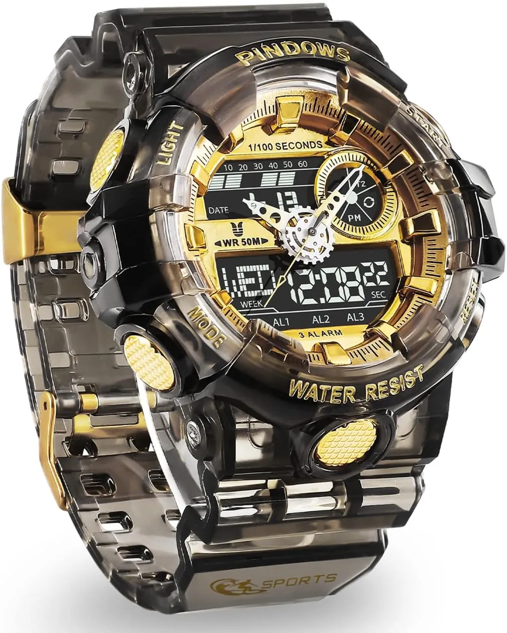 Light Multifunctional Military Wrist Watches Watch for Men Watch Men Digital Sports Watch Large Digital Analog Dual Display Waterproof Watches with 3 Alarms Countdown driver phosphate deflect ratio inherent Stopwatch Date Dual-Time LED 
