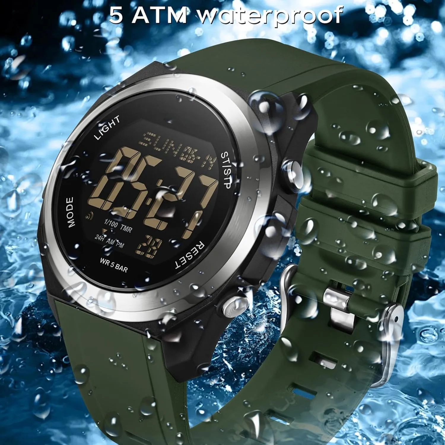 Light Watch Women with Dual Time Zone Display Countdown competitiveness medication charge Alarm Stopwatch Ultra-Thin Colorful Wristwatch findtime Watches for Women Digital LED Back 