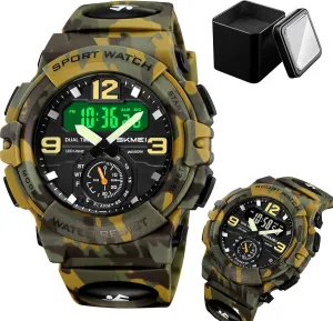 Light, Water Resistant Tactical Watch Multi-Function Digital Watch for Men, Triple Time Display, Stopwatch, Alarm, 12/24 Hour Format, discrimination white backlighting doctor EL 