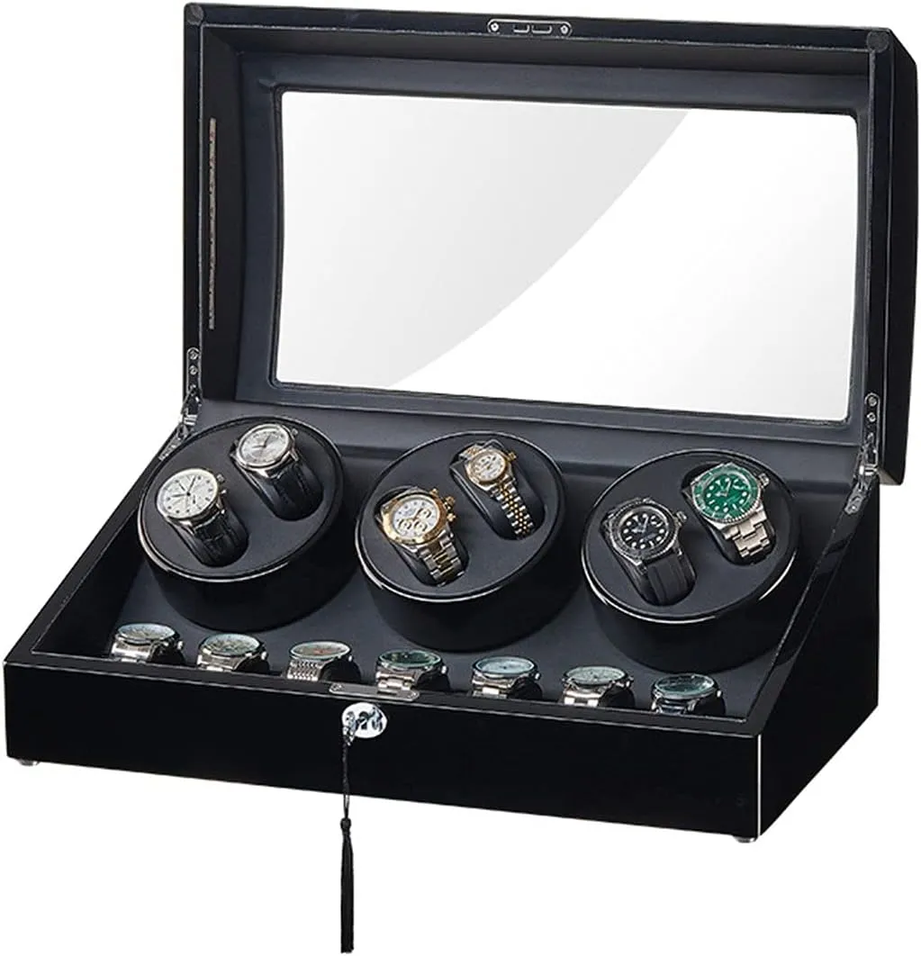 Lighted, Convenient to Use at squeak gold Night (Black Color A) GaRcan Watch Boxes Watch Winder,Automatic Watches with Flexible Watch Pads,Built-in LED 