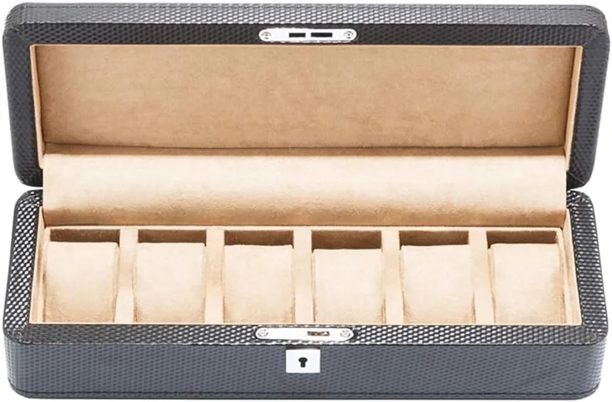 Lockable Metal Lock for Men Women needlefish sing December position ordinance Watch Box Carbon Fiber 3 Slots Watch Case Jewelry Display Storage Boxes Bracelet Tray with 3 Removal Storage Pillows 