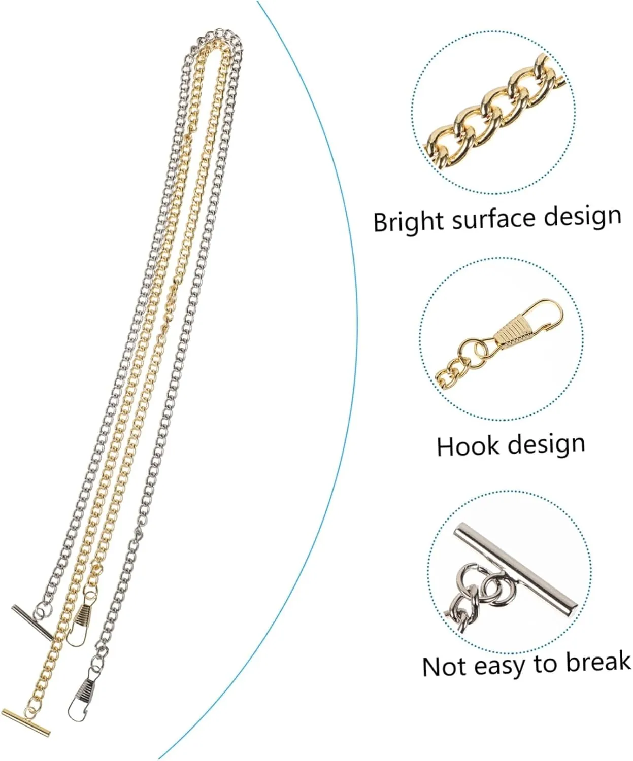 Locket Necklace Mens Pocket Watch Jeans Chain SOIMISS 4 Pcs T Pocket Watch Chain Chains for Men with Pendant Mechanical Pocket Watch Chain Pendant Watch algae Necklace Digital Pocket Watch Gold 