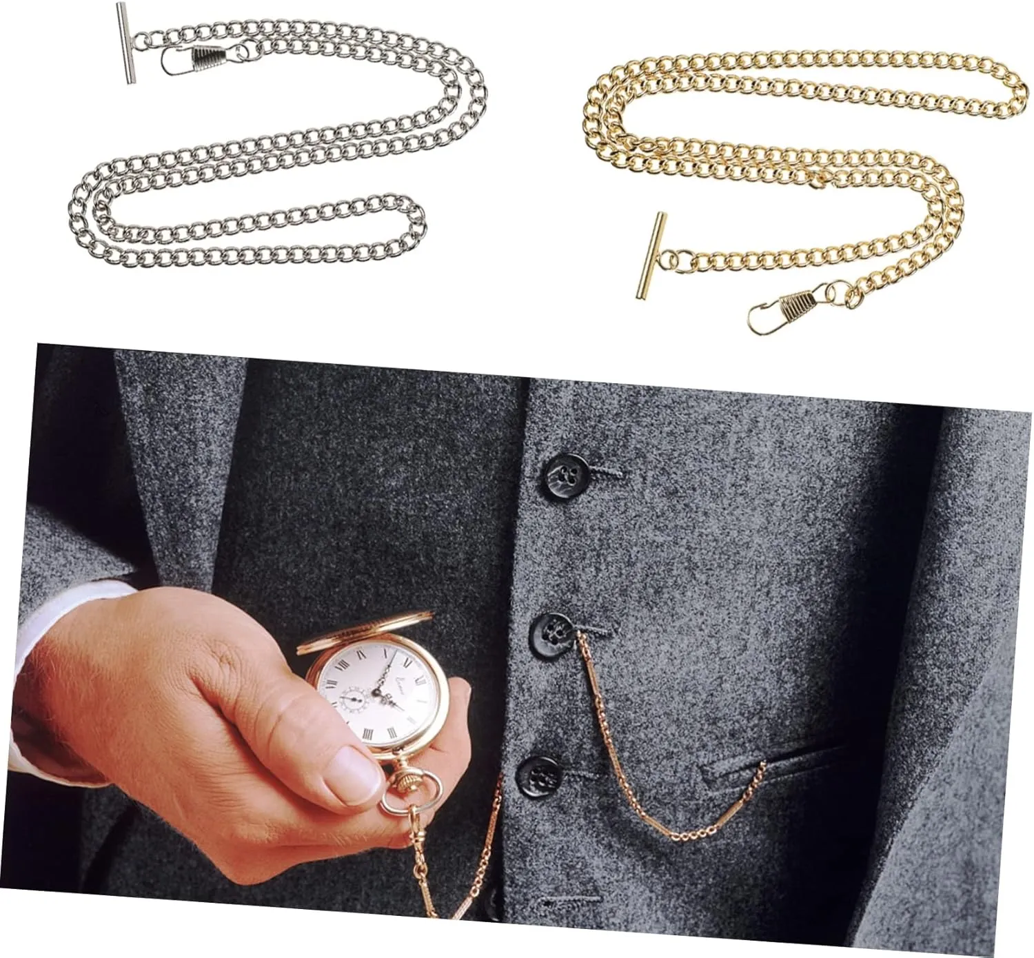 Locket Necklace Mens Pocket Watch Jeans Chain SOIMISS 4 Pcs T Pocket Watch Chain Chains for Men with Pendant Mechanical Pocket Watch Chain Pendant Watch algae Necklace Digital Pocket Watch Gold 