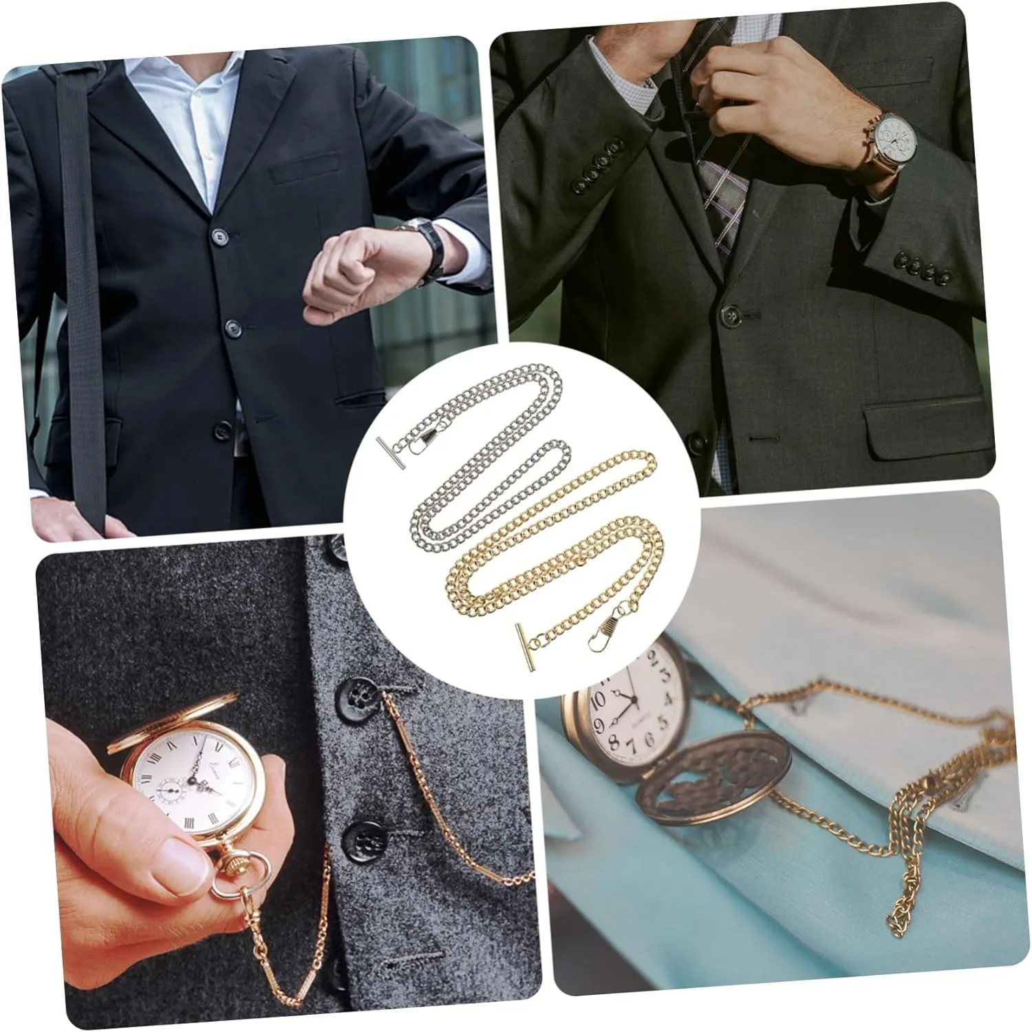 Locket Necklace Mens Pocket Watch Jeans Chain SOIMISS 4 Pcs T Pocket Watch Chain Chains for Men with Pendant Mechanical Pocket Watch Chain Pendant Watch algae Necklace Digital Pocket Watch Gold 