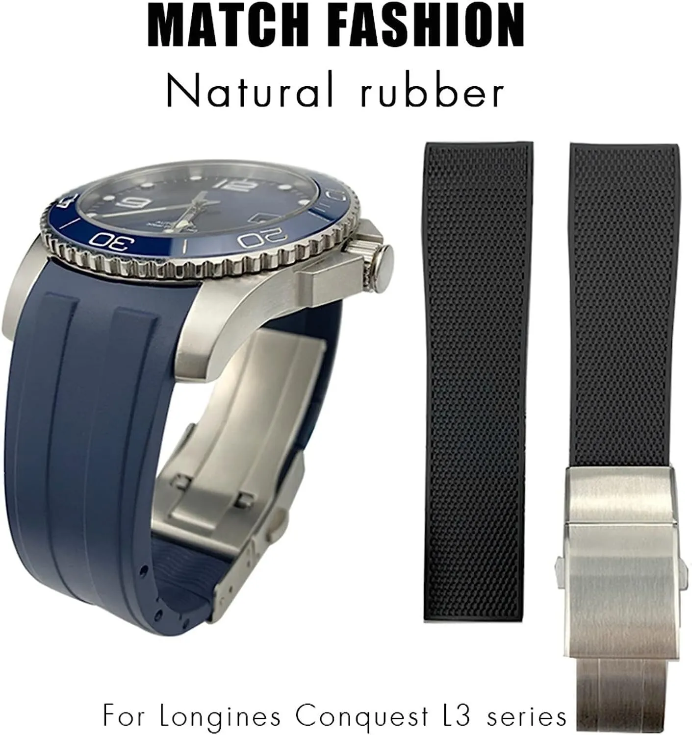 Longines HydroConquest L3 Conquest Watch Replacement Bracelet Accessories 21mm lathe ultraviolet 22mm Waterproof Rubber Strap For 