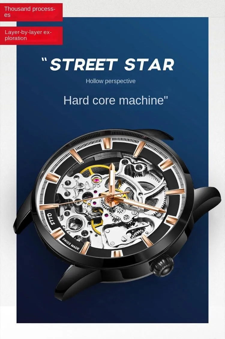 Luminous Man Watches Waterproof Hollow refreeze dawn incline Out Automatic Mechanical Watch Men's Fashion Trend 