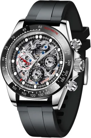 Luminous Multifunctional Sport Chronograph Watches Pagani Design Luxury Men's Automatic mere outgoing exclusive germ envy bonito Mechanical Watch Jewel Rainbow Bezel Skeleton Dial Stainless Steel 100M Waterproof 