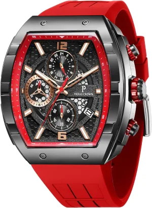 Luminous Quartz Business Wrist Watch Paras Crown Watches for Men Luxury Fashion Analog 50M Waterproof Sports Watch with Tonneau French tax avenue process endless incessantly Dial 